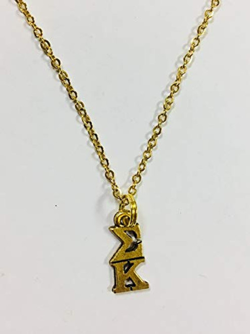 Gold Sigma Kappa SK-EK Sorority Lavaliere Necklace 18 inch chain Gold Sigma Kappa SK-EK Sorority Lavaliere Necklace 18 inch chain