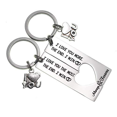 I Love You The Most The End I Win Love You More Mostest Keychain Couples Friendship Key Chain Cute Boyfriend Girlfriend Birthday Gifts For Him Her -I Love You More-I love You The Most The End I Win-