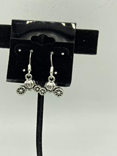 Silvertone 3D Pumpkin Coach Dangle Earrings Pierced or Clip On Styles