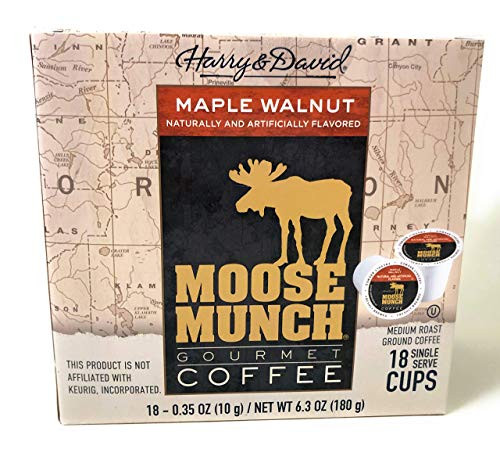 Harry  and  David Moose Munch Maple Walnut Gourmet Coffee Medium Roast 18 Single Serve Cups