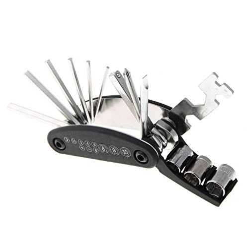 SIQIAN 16-in-1 Multi Function Folding Bike Bicycle Cycling Mechanic Combination Repair Tool Kit Set with Allen Hex Key Multi Socket Wrench Screwdriver for Bicycle Motorcycle