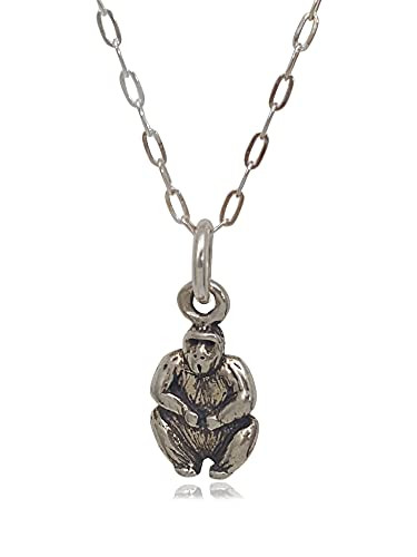 Sterling Silver Teeny Tiny Gorilla Charm Necklace 18"