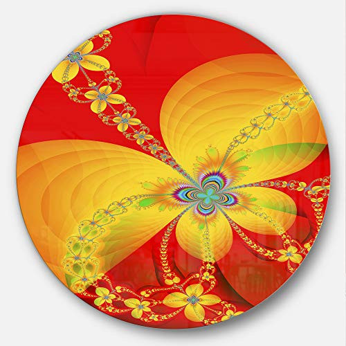 Designart MT14891-C23 Red Yellow Colorful Fractal Pattern Modern Floral Disc Metal Artwork - Disc of 23,Red,23 X 23 Designart MT14891-C23 Red Yellow Colorful Fractal Pattern Modern Floral Disc Metal Artwork - Disc of 23,Red,23 X 23