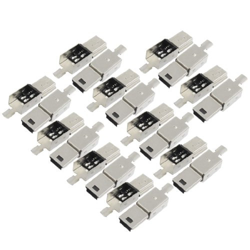 uxcell Mini USB 5 Pin Type B Male Connector Replacement Port Solder Jack 20 Pcs