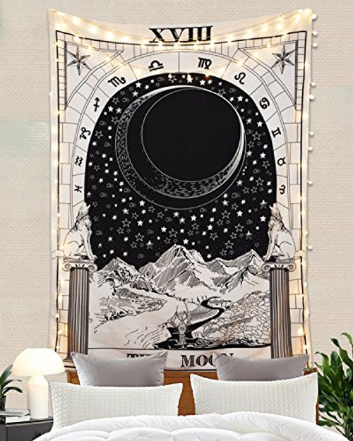 Romantic Tarot Tapestry The Moon The Star The Sun Tapestry Medieval Europe Divination Tapestry Wall Hanging Tapestries Mysterious Wall Tapestry for Home Decor -59"×82" The Moon- Romantic Tarot Tapestry The Moon The Star The Sun Tapestry Medieval Europe Divination Tapestry Wall Hanging Tapestries Mysterious Wall Tapestry for Home Decor -59"×82" The Moon-