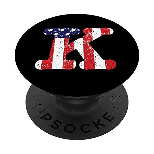 Letter K First Initial Monogram tablet accessories USA Flag PopSockets Grip and Stand for Phones and Tablets
