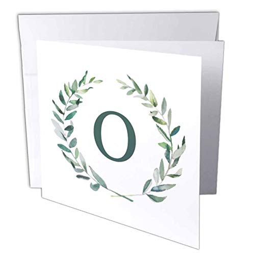 3dRose Wreath with Monogram Initial Letter O in Green on White. - Greeting Cards -gc-336804-5-