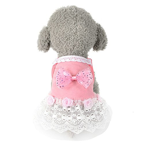 Dog Clothes Wakeu Bow Lace Tutu Dress Vest Pet Puppy Apparel for Small Dog Girl -L Pink- Dog Clothes Wakeu Bow Lace Tutu Dress Vest Pet Puppy Apparel for Small Dog Girl -L Pink-