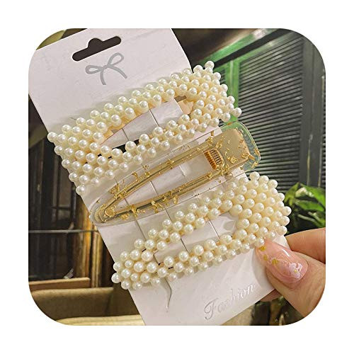 HaHapo Simulated Pearl Hair Clips For Women Korean Women Hairpins Girl Geometric Hair Barrettes Fashion Hairgrip Hair Accessories-Set 17