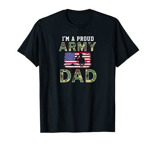 Mens I'm A Proud Army Dad With American Flag Veteran T-Shirt