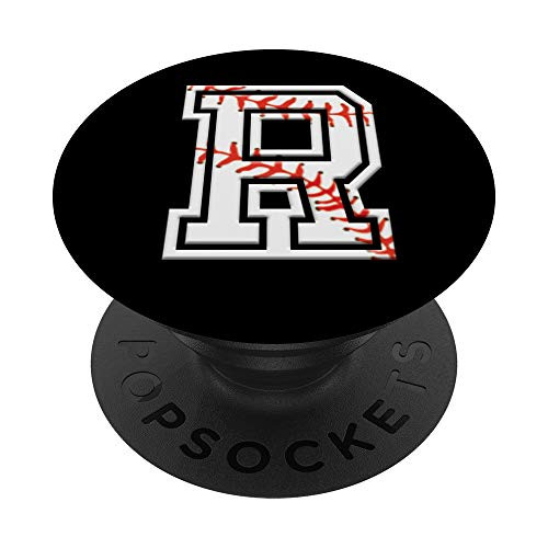 BASEBALL Player Initial R Letter Monogram Name "R" Ball Gift PopSockets Grip and Stand for Phones and Tablets