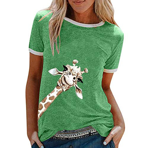 Short Sleeve Tops for WomenWomen T-Shirt Cute Giraffe Graphic Tee Shirts Loose Fit O-Neck Casual Summer Blouses Green Short Sleeve Tops for WomenWomen T-Shirt Cute Giraffe Graphic Tee Shirts Loose Fit O-Neck Casual Summer Blouses Green