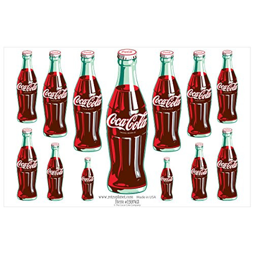 Retro Planet Coca-Cola 13 Green Contour Bottles Vinyl Sticker Sheet 13 Decals