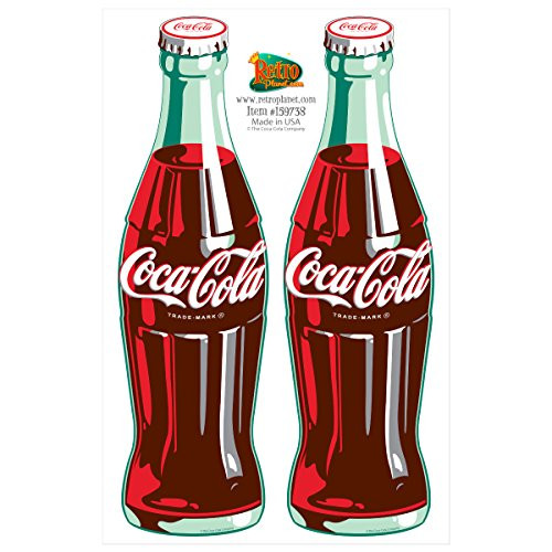 Coca-Cola Green Contour Bottles Vinyl Sticker Set of 2 Decals