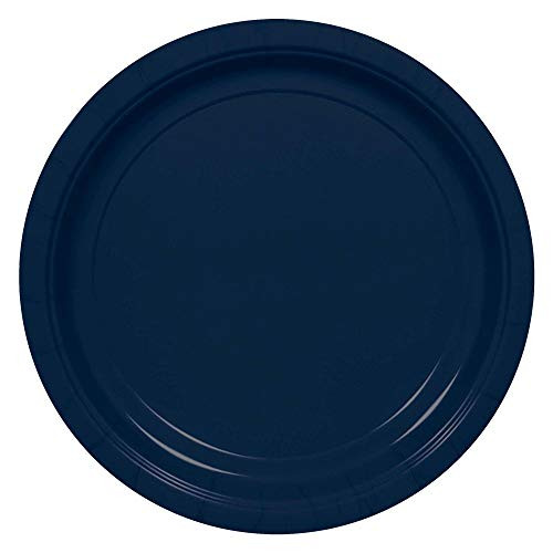 amscan Navy Blue 7" Disposable Round Paper Plates Party Pack- 50 pcs.