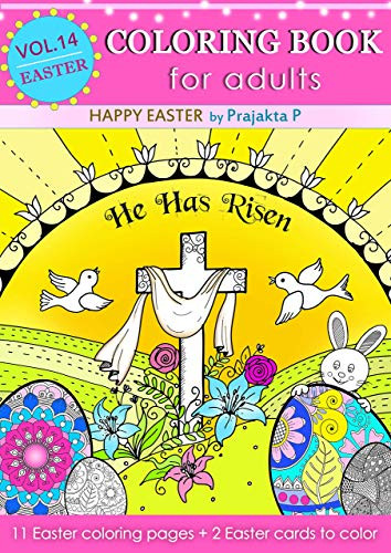 Happy Easter coloring book for adults Vol 14 by Prajakta P Spiral-bound fun and relaxation coloring book with stress relieving patterns for all