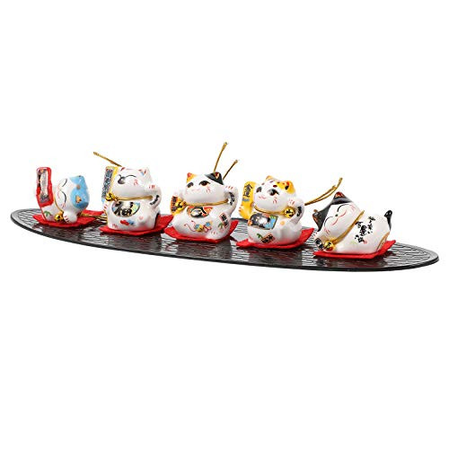 VALICLUD Maneki Neko Money Lucky Cat Figurine Car Dashboard Ornaments Fengshui Chinese Japanese Statue for Wealth Good Luck Home Car Decoration Style B VALICLUD Maneki Neko Money Lucky Cat Figurine Car Dashboard Ornaments Fengshui Chinese Japanese Statue for Wealth Good Luck Home Car Decoration Style B