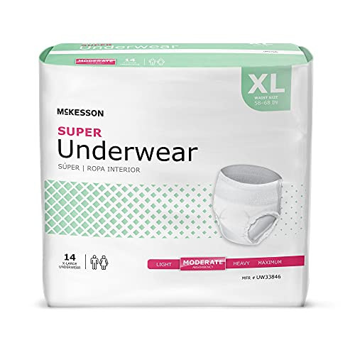McKesson Disposable Underwear X-Large UW33846 Moderate 14 Ct