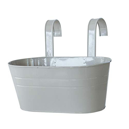 Double Hook Metal Iron Hanging Flower Pots Garden Pots Balcony Planters Metal Bucket Flower Holders Detachable Hook-Multicolor - -B-