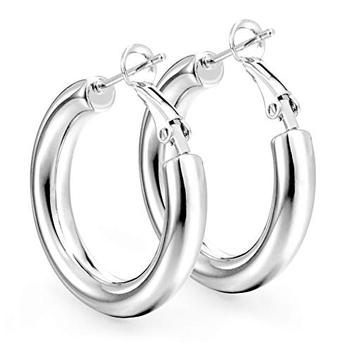 14K Real Gold Plated Lightweight Silver Chunky Hoop Earrings Gift Hoops Jewelry Lightweight Hoop Earring for Women 14K Real Gold Plated Lightweight Silver Chunky Hoop Earrings Gift Hoops Jewelry Lightweight Hoop Earring for Women