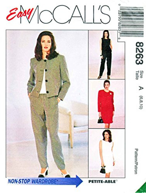 McCall's Sewing Pattern 8263 Misses' Lined Jacket Dress or Top Pull-on Pants and Skirt B -Size 8 10 12- McCall's Sewing Pattern 8263 Misses' Lined Jacket Dress or Top Pull-on Pants and Skirt B -Size 8 10 12-