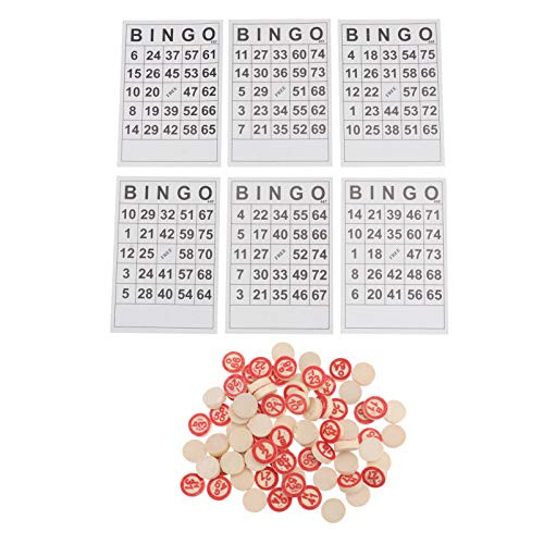 Toyvian Bingo Cards Game Tombola Bingo Game Vintage Tombolini Tiles Rustic Wooden Bingo Chips Numbers for Lottery DIY Board Game - 18mm -
