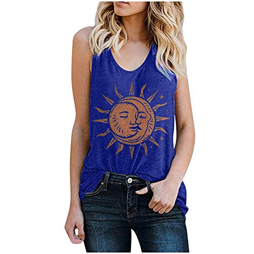 Women's Tank Tops Plus Size Sleeveless Shirts Sexy O-Neck Racerback Workout Summer Blouse Loose Camisoles Tee Tops Blue Women's Tank Tops Plus Size Sleeveless Shirts Sexy O-Neck Racerback Workout Summer Blouse Loose Camisoles Tee Tops Blue