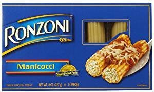 Ronzoni Manicotti 14 Pieces Non GMO 8 Oz. Pack Of 3.