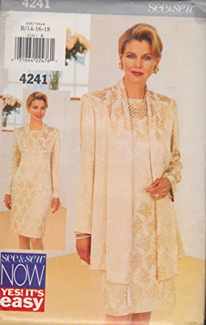Misses Jacket And Dress Butterick See  and  Sew Pattern 4241 -Size B- 14-16-18-