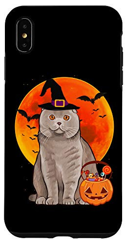 iPhone XS Max Cat Halloween Scottish Fold Jack O Lantern Pumpkin Case