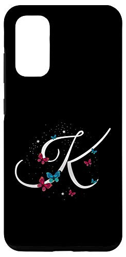 Galaxy S20 Romantic Butterfly Initial Letter K Pink And Blue Monogram Case