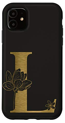 iPhone 11 Initial L Letter Floral Rose 0n Matte Background Case