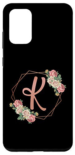 Galaxy S20 plus Romantic Floral Wreath Initial Letter K Flowers Monogram Case