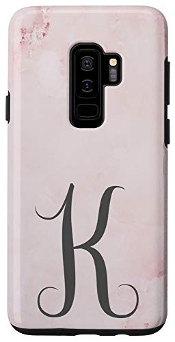 Galaxy S9 plus Initial K Rose Pink Letter K Monogram Girls Gift Phone Case