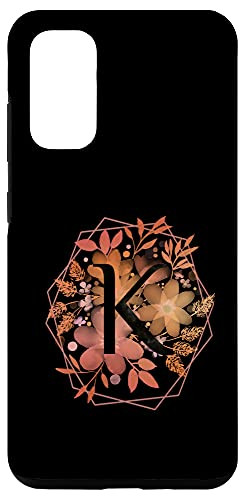 Galaxy S20 Romantic Floral Wreath Initial Letter K Flowers Monogram Case