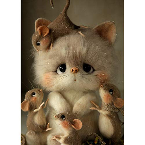 DIY 5D Diamond Painting Kit Diamond Art Full Diamond Embroidery Rhinestone Pictures Cross Stitch Arts Craft Supply for Home Wall Decor Gift Cat K 30x40cm