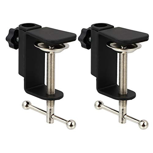 Happyyami 2 PCS C Shape Desk Table Mount Clamp Mic Suspension Boom Scissor Arm Stand Holder with Adjustable Screw for Microphone Black