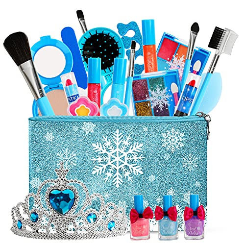 Kids Makeup Kit for Girl Pretend Make Up for Girls Child Make Up Frozen Real Washable Cosmetic Toy Birthday Gift for 3 4 5 6 7 8 Year Old Girl