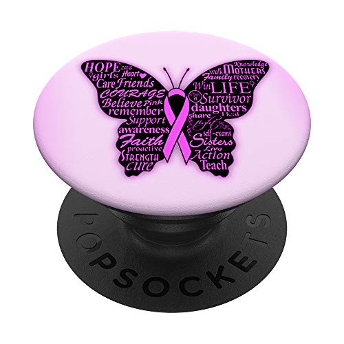 Flower pink Ribbon Breast Cancer Awareness hope Health care PopSockets PopGrip- Swappable Grip for Phones  and  Tablets