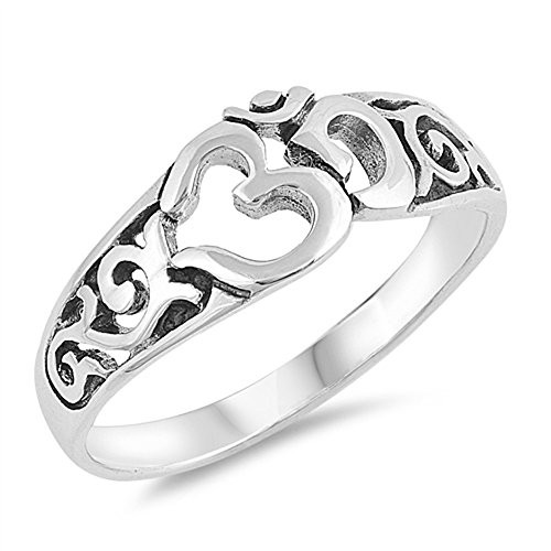 CloseoutWarehouse Sterling Silver Filigree Om Sign Ring Size 7