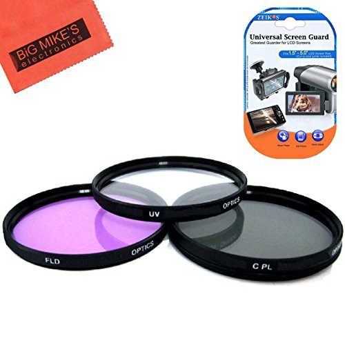 52mm Multi-Coated 3 Piece Filter Kit -UV-CPL-FLD- For Panasonic Lumix G Vario 14-42mm f-3.5 -5.6 Asph. - MEGA O.I.S. Lens Panasonic Lumix G Vario 14-45mm f-3.5-5.6 ASPH-MEGA O.I.S.  Panasonic Lumix G Vario 45-150mm f-4.0-5.6 ASPH Panasonic Lumix G