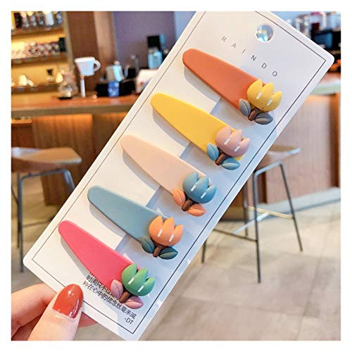 Letaowl Hair Clips 5 Pcs-Set Children Cute Hollow Cartoon Fruit Flower Carrot Ornament Hair Clips Girls Lovely Alloy Hairpins Kids Hair Accessories -Color - 17 5 Pcs-