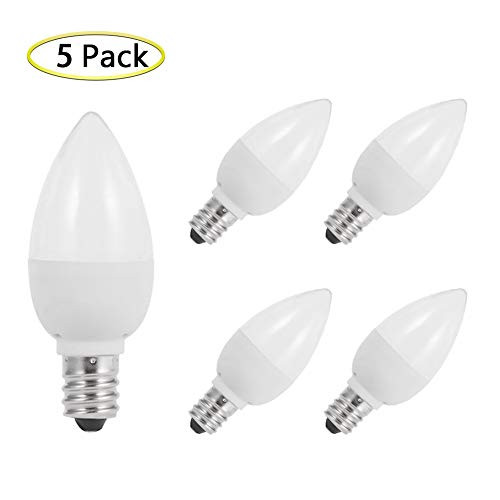 LED C7 S6 1W Night Light Bulbs, 10 Watt Equivalent, Mini LED Bulb Candelabra E12 Base, AC 120V Warm White 3000K LED Small Light for Bedroom Bathrooms Refrigerator Bulb (5 Pack)