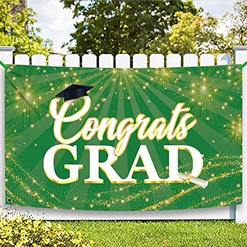 XtraLarge Congrats Grad Graduation Banner 72x44 Inch - Green Graduation Decorations 2021  Congrats Grad Banner for College High School Grad Party  Congratulations Sign for Class of 2021 Decoration