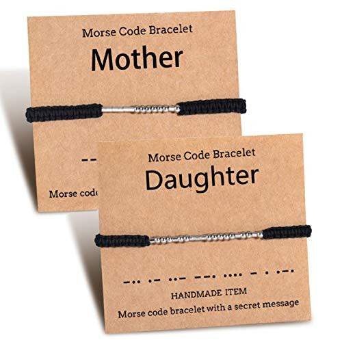 Shonyin Mother Daughter Morse Code Bracelet Mom Me Matching Bracelets Set Birthday Fewelry Gift for Mommy Women Girls