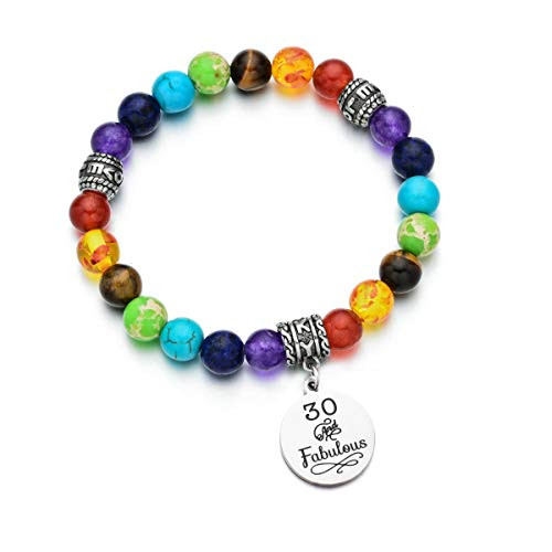 Birthday Bracelet 7 Chakra Beads Stretch Healing Bracelet 10th 12th 16th 18th 21th 30th 40th 50th 60th -30th birthday gift-