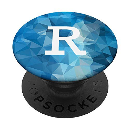 Blue Mosaic Triangles Geometric Initial Monogram Letter R PopSockets Grip and Stand for Phones and Tablets