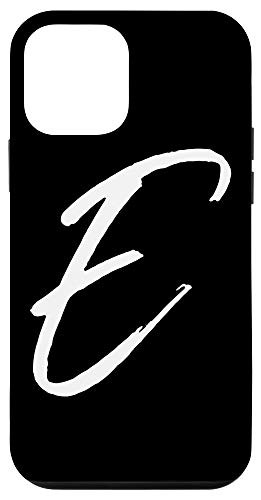 iPhone 12 mini Letter E Phone Case Black Calligraphy Monogram Initial E Case