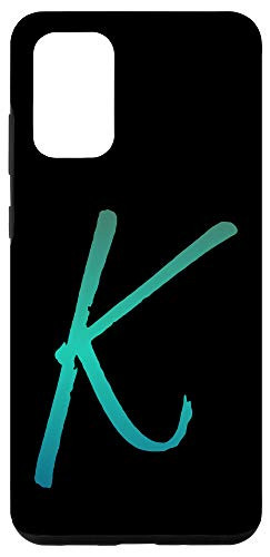 Galaxy S20 plus Blue Gradient Initial K Phone Case Cool Ombre Blue Letter K Case