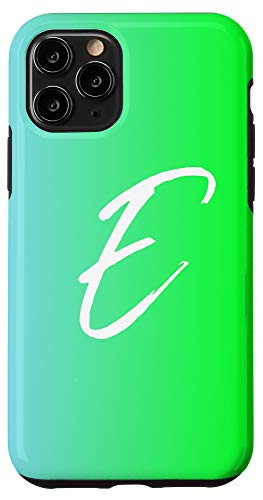 iPhone 11 Pro Initial E Phone Case Blue to Bright Green Gradient Letter E Case